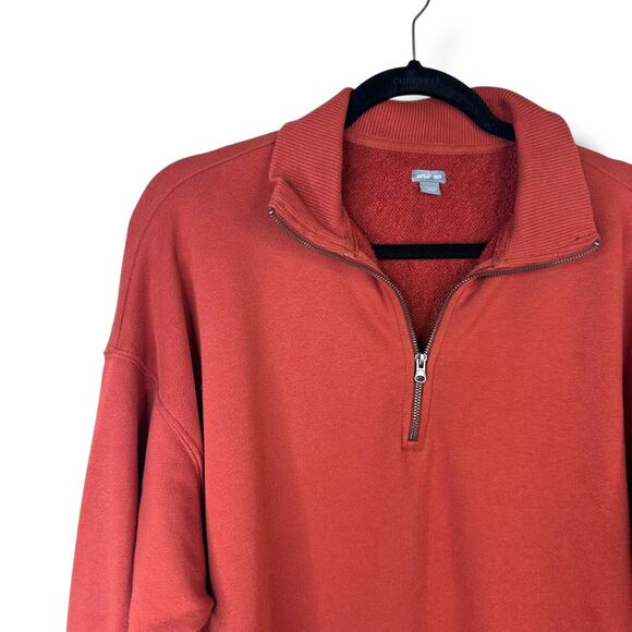 Aerie Burnt Red Sunday Soft Quarter Zip Collar Raw Hem Pullover Sweater XS - Picture 3 of 7